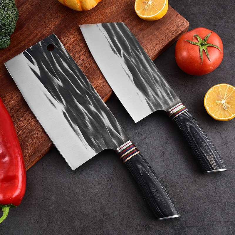 Longquan hand-forged kitchen knives, household kitchen cutting and slicing combination sets, sharp meat cutting knives, kitchen knives and slicing knives wholesale full figure