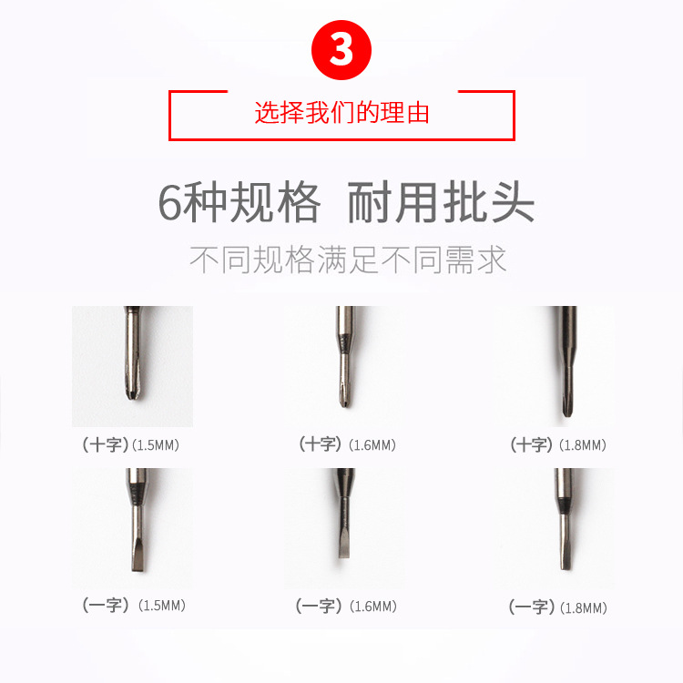 Eyewear repair tool set: Multi-specification cross-head flat-mouth eyewear screwdrivers with replaceable blade heads and screwdrivers details Picture