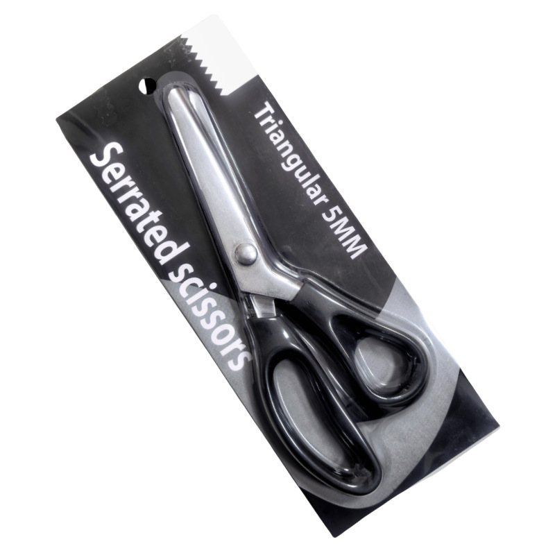 In stock: lace scissors, wave scissors, hand-tailored scissors, patterned fabric scissors, sawtooth scissors, triangular dog tooth scissors Specification drawing