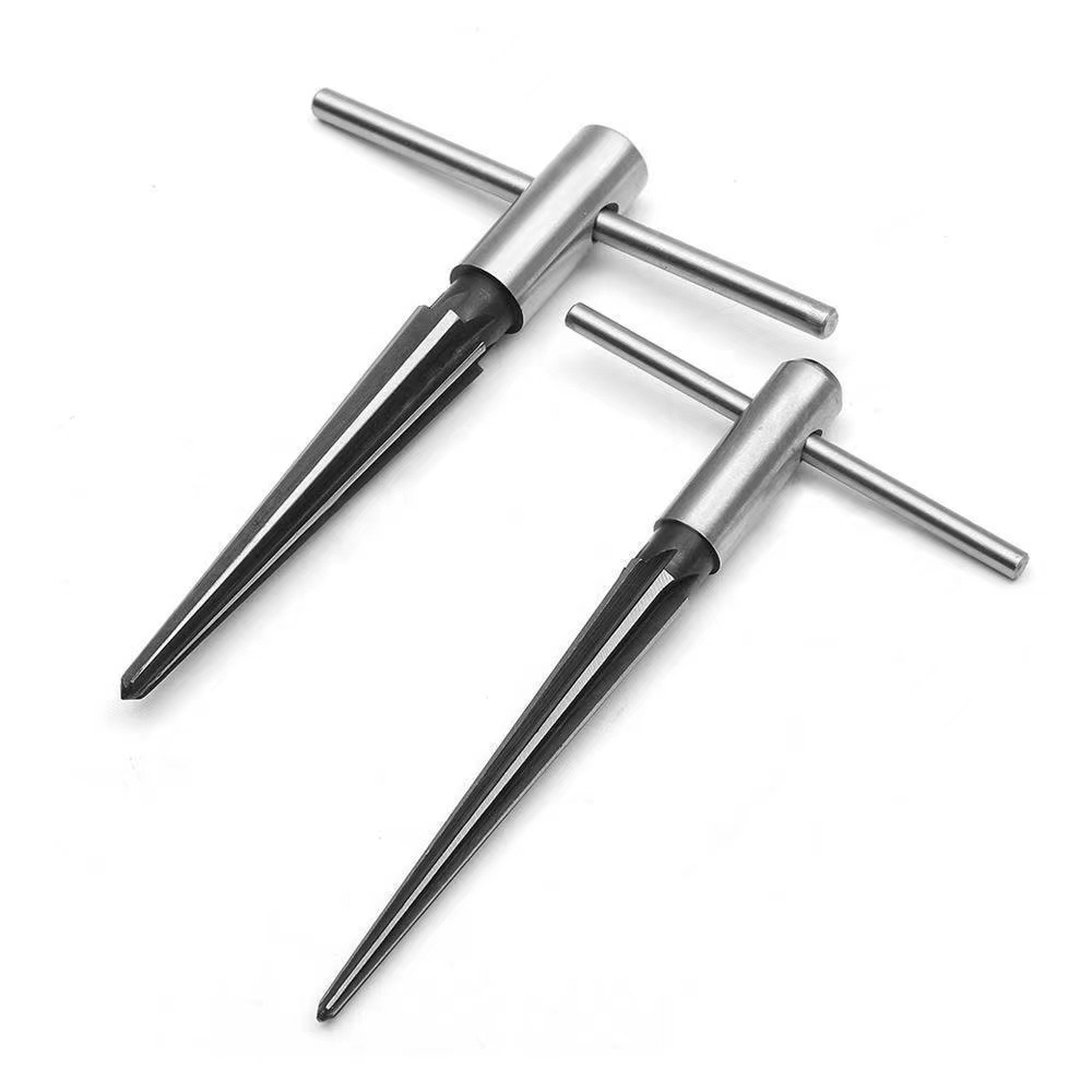 Hand-held conical reamer, woodworking T-shaped conical reamer, hard alloy reaming and chamfering tool, long conical pin full figure