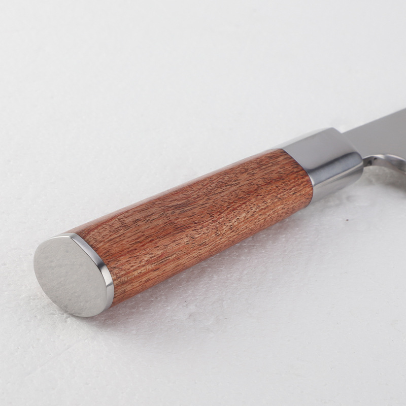 Factory hammer-patterned Japanese fish head knife, salmon products sashimi knife, knife-edge knife, wood fiber cooking knife, commercial Application Scenario