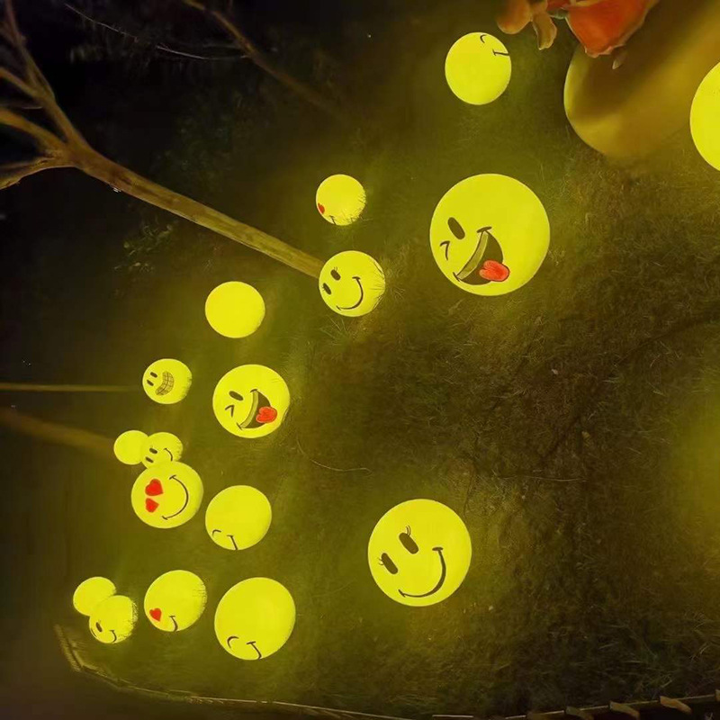 Outdoor waterproof PE round ball light, shopping mall decoration LED seven-color moon light, lawn light, Internet celebrity emoji shaped light Item Picture