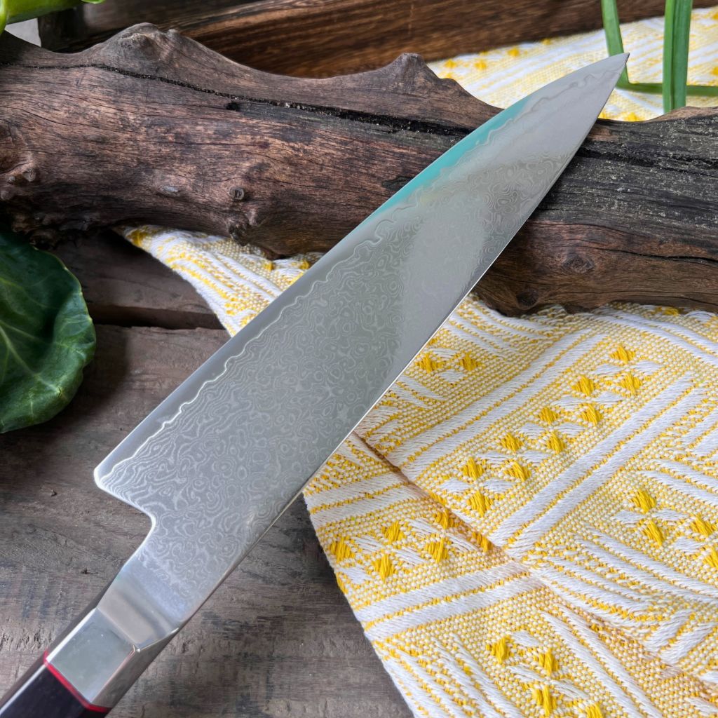 67-layer rose-patterned Damascus chef's knife, sharp and durable ebony handle, household and commercial kitchen knives in stock Specification drawing