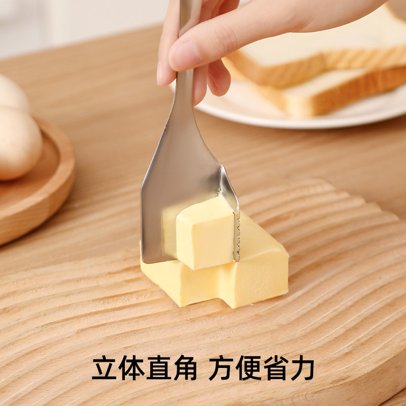 Stainless steel integrated butter cutting knife, butter spreading knife, cheese cutting knife, cutter, cheese jam knife, spatula Specification drawing