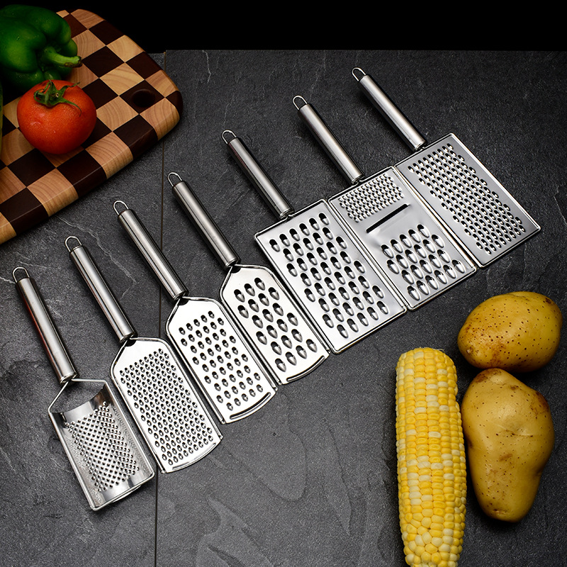 Multi-functional stainless steel grater, cheese grater, vegetable and fruit grater, radish grater, bow-shaped ginger grater full figure