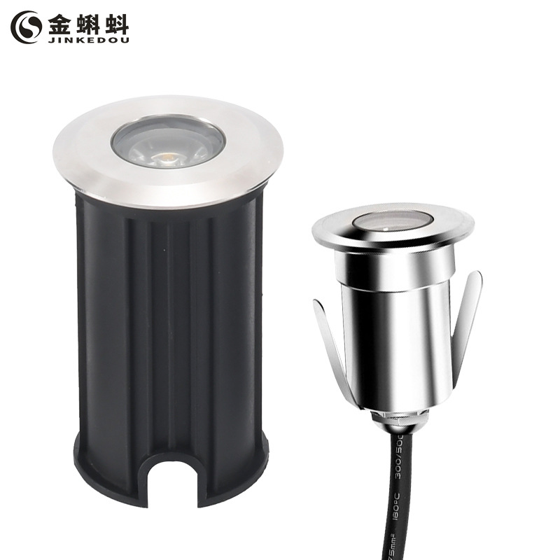 LED ground lights, 1W and 3W stainless steel underwater lights, base embedded, park square corner underwater small ground lights full figure