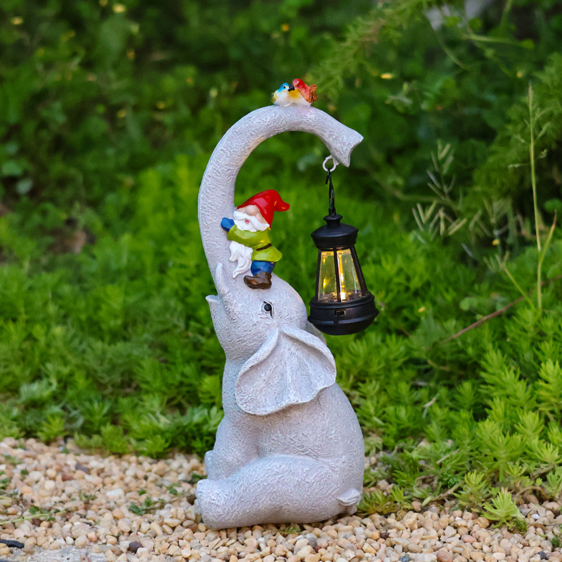 Outdoor solar lamps, elephant lanterns, animal resin handicrafts, cross-border ornaments, garden lamps, courtyard lamps, lawn lamps details Picture