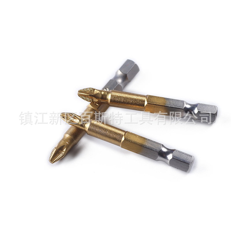 1/4 hexagonal handle titanium-coated anti-slip cross-head PH2 cross-head 50mm long screwdriver air screwdriver head Specification drawing