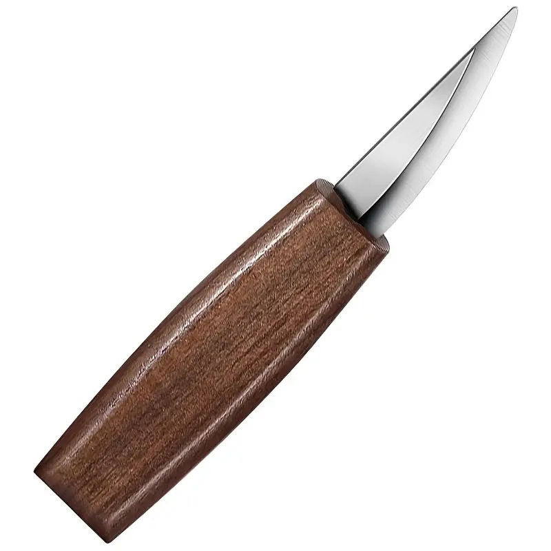 Cross-border walnut wood chrome-vanadium steel carving knife, wood shaving knife, wood scraping knife, spoon knife, woodworking carving set undefined