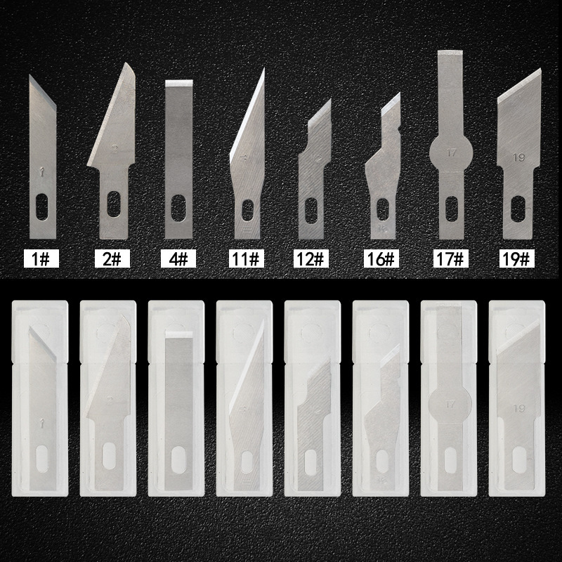 5-piece or 10-piece box set of No. 11 and No. 60 steel metal engraving knife blades, No. 11 paper engraving blade, mobile phone film application and repair knife full figure