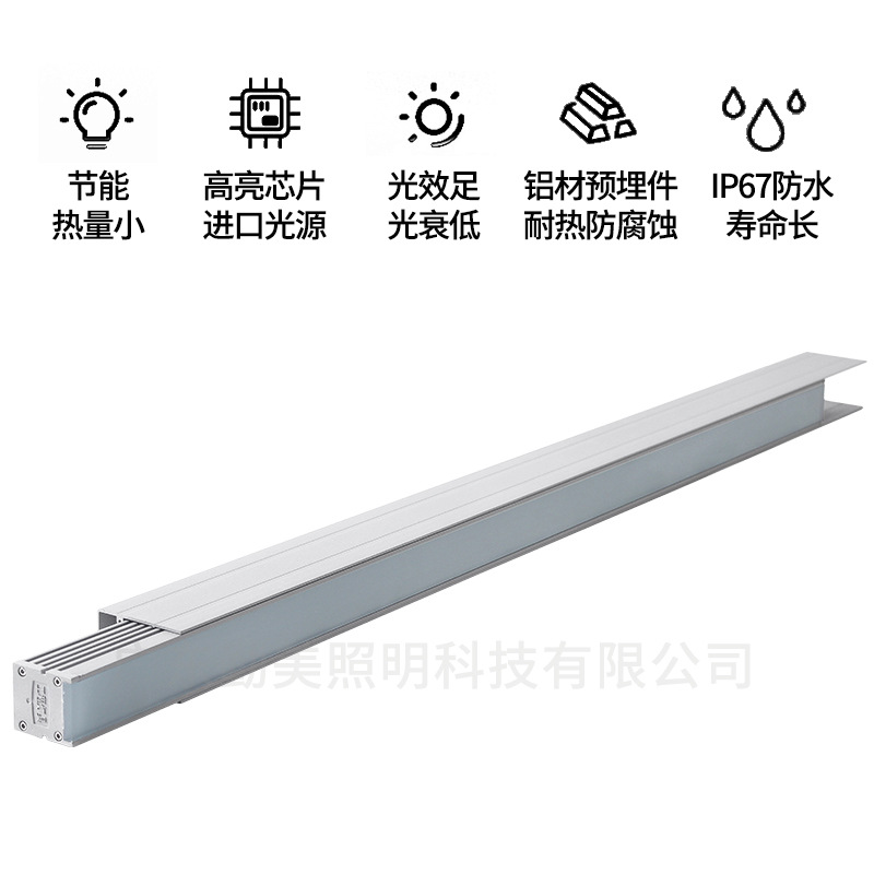 led outdoor linear floor tile lights, park and square lighting linear ground lights, embedded waterproof strip ground lights details Picture