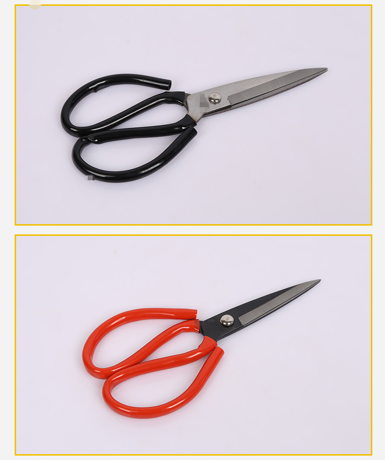 Factory direct supply of fish head scissors, large head scissors, household black leather scissors, No. 1 scissors, leather scissors Item Picture