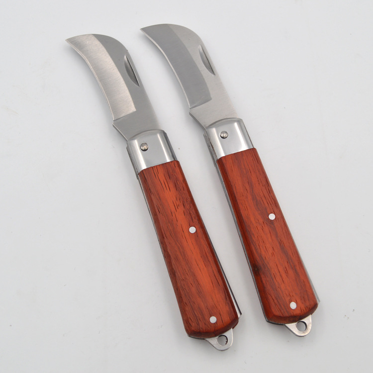 Electrician's knife, grafted knife, curved edge electrician's knife, straight edge electrician's knife, wooden handle electrician's knife, household knife full figure