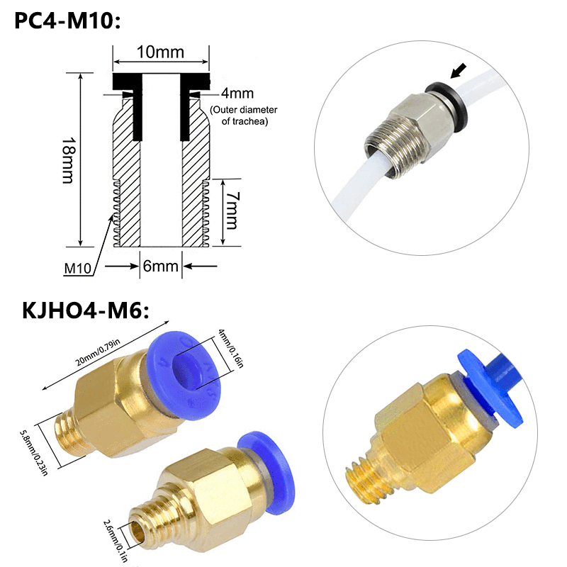 3d printer accessories, PC air pipe threaded straight-through quick connectors, nickel-plated pneumatic connector components, are selling well across the border details Picture