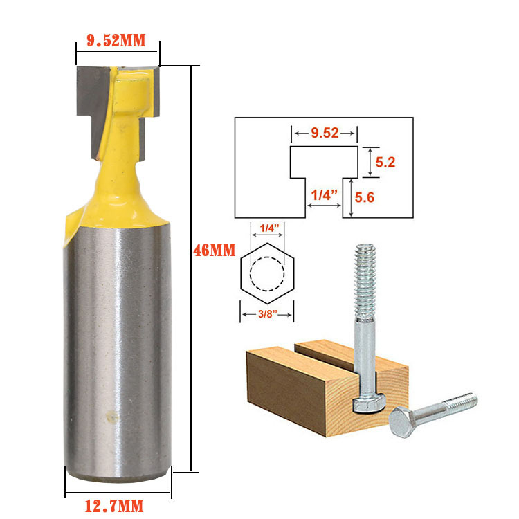 Genuine woodworking milling cutters, embossed lock-hole cutters, key cutters, photo frame hanging hole cutters, T-shaped cutters, milling cutters, engraving cutters details Picture