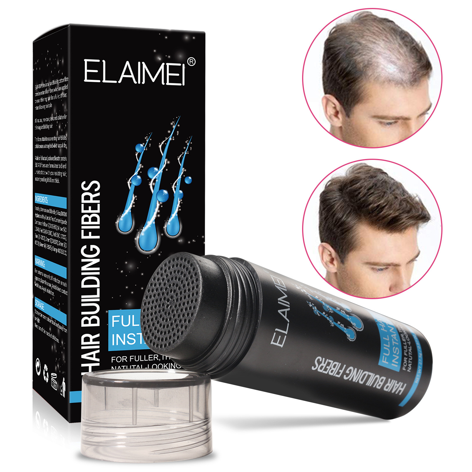 ELAIMEI Cross-border Hair Fibers Powder Hair Fibers Spray Hair Thick and Dense Hair Fibers Powder details Picture