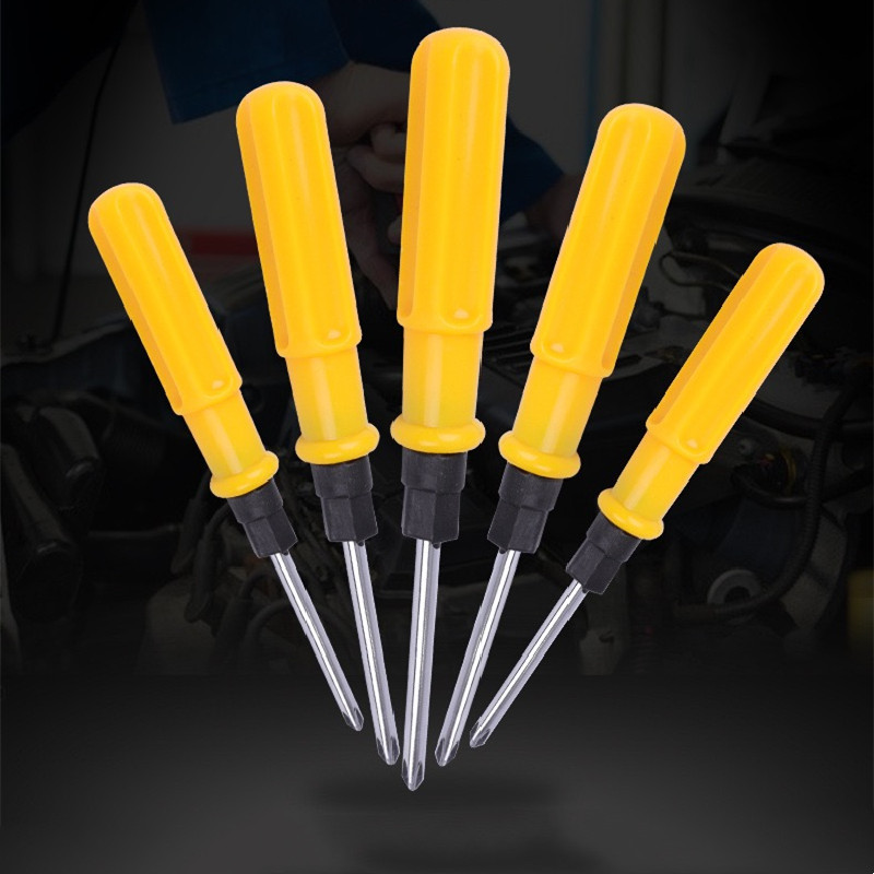 Yellow dual-purpose screwdriver, color-mixed double-head screwdriver, flat-head cross screwdriver, screw screwdriver dual-purpose combination manufacturer supply Application Scenario