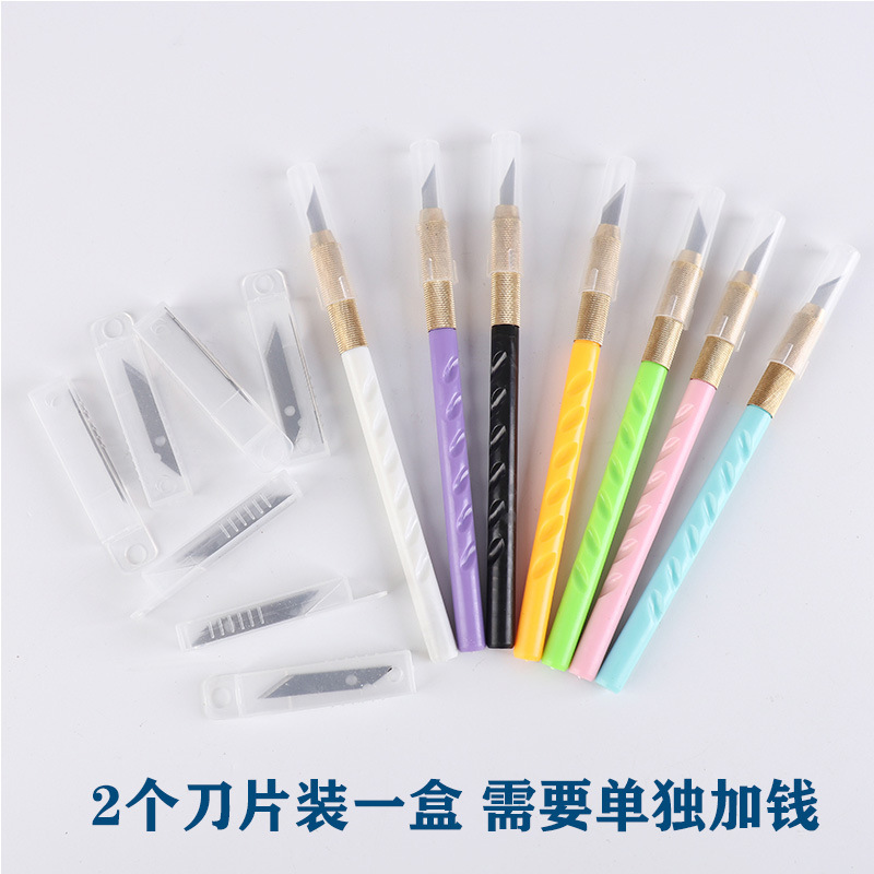 Twist plastic-handled utility knife, opp bag, single pen knife, film application engraving knife, model-making tool, engraving knife tool details Picture