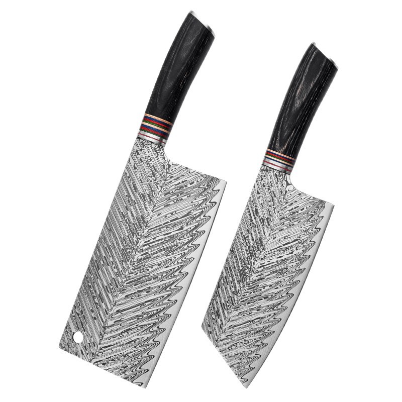 Source factory etched fishbone pattern set of kitchen knives, ladies' kitchen household meat slicing knives, super sharp knives wholesale Item Picture