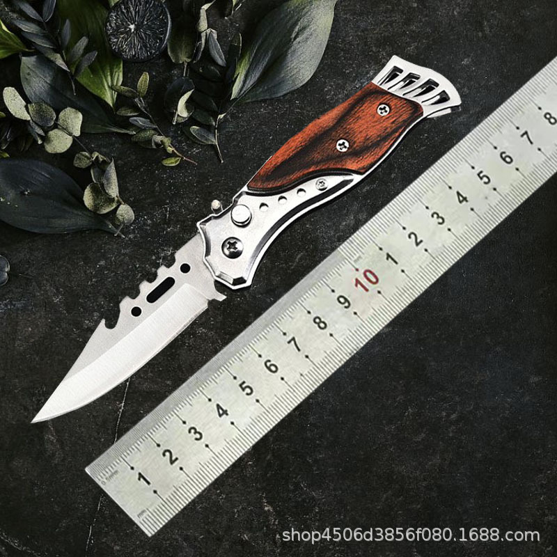 Cross-border best-selling folding knife, outdoor knife, high-hardness stainless steel outdoor anti-slip camping knife, portable small knife Specification drawing