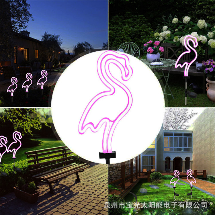 Outdoor waterproof modern solar lamps, courtyard flamingos, neon lights, garden landscape, garden villas, lawn lamps Application Scenario