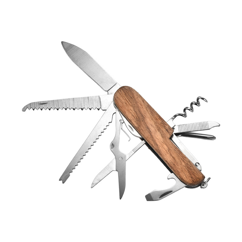 In-stock outdoor stainless steel multi-functional 11-inch wooden handle multi-functional knife and 11-inch multi-purpose knife undefined