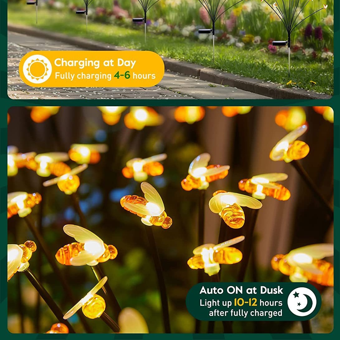 Solar-powered ground socket lights, little bee ground socket lights, scallion garden decorative lights, wind-blown ground socket lights, outdoor decorative lights Item Picture