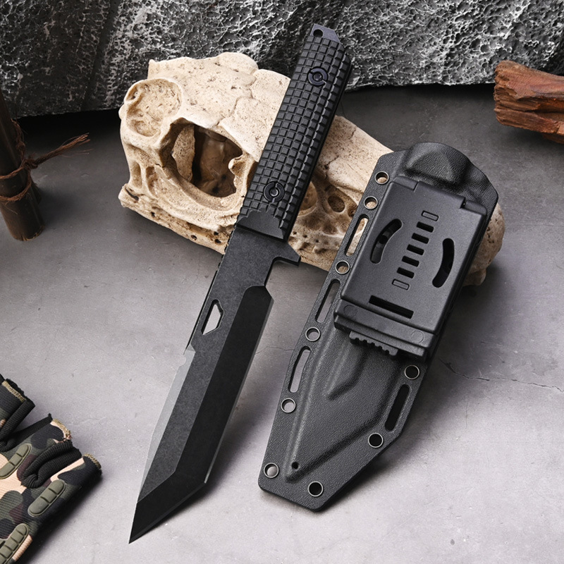 "Advance Outdoor Straight Knife Camping Equipment Portable knife, one-piece keel fruit knife, desert color handle. undefined