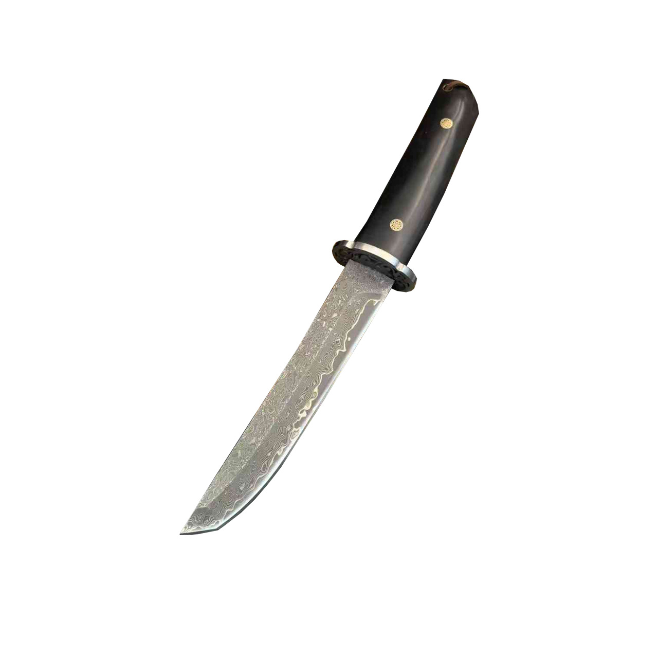 Ebony Damascus VG10 steel outdoor camping and mountaineering high-hardness household multi-functional collectible small straight knife Item Picture