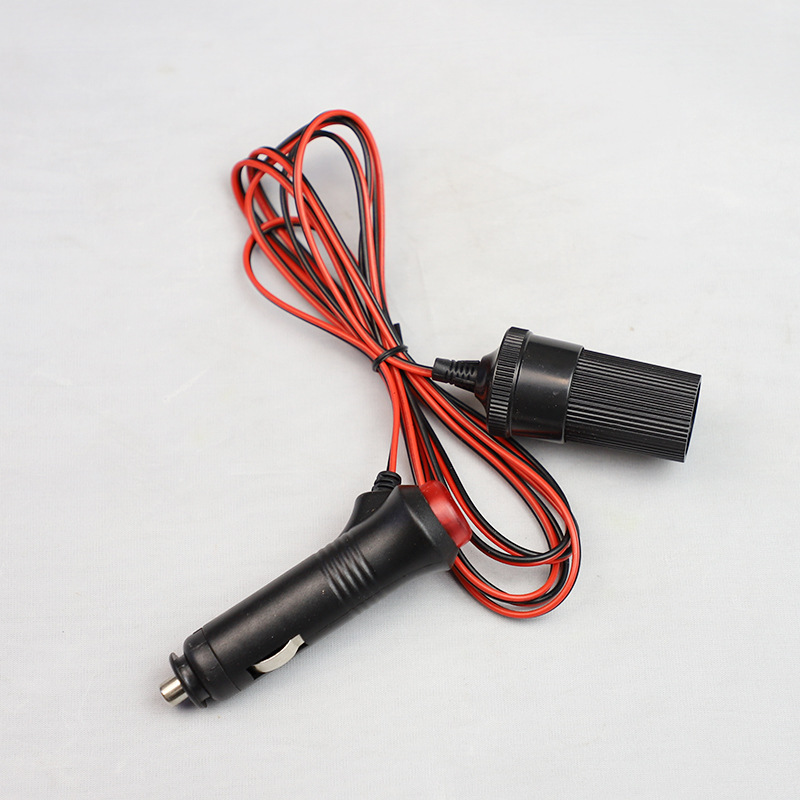 车载点烟器3米电源线12V24V汽车带开关插头线车充电源延长线注塑母座带50A双夹车载点烟器细节图