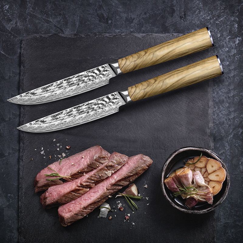Stainless steel steak knife, hotel Western restaurant beef steak knife, kitchen knife, Damascus steel VG10 meat knife Specification drawing