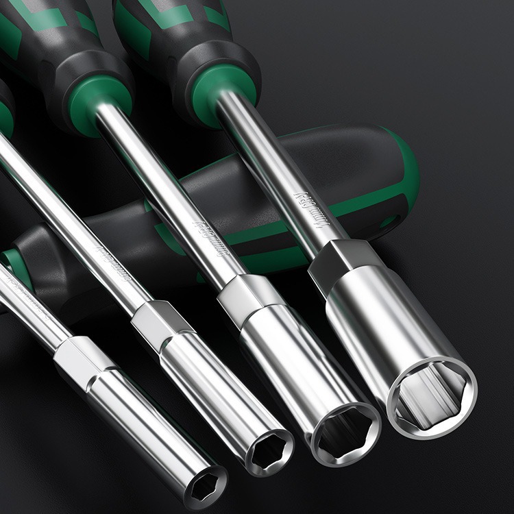 Deepened thin-walled hexagonal socket screwdriver wrench, large head, two-color plastic handle, 5-14mm, complete specifications details Picture