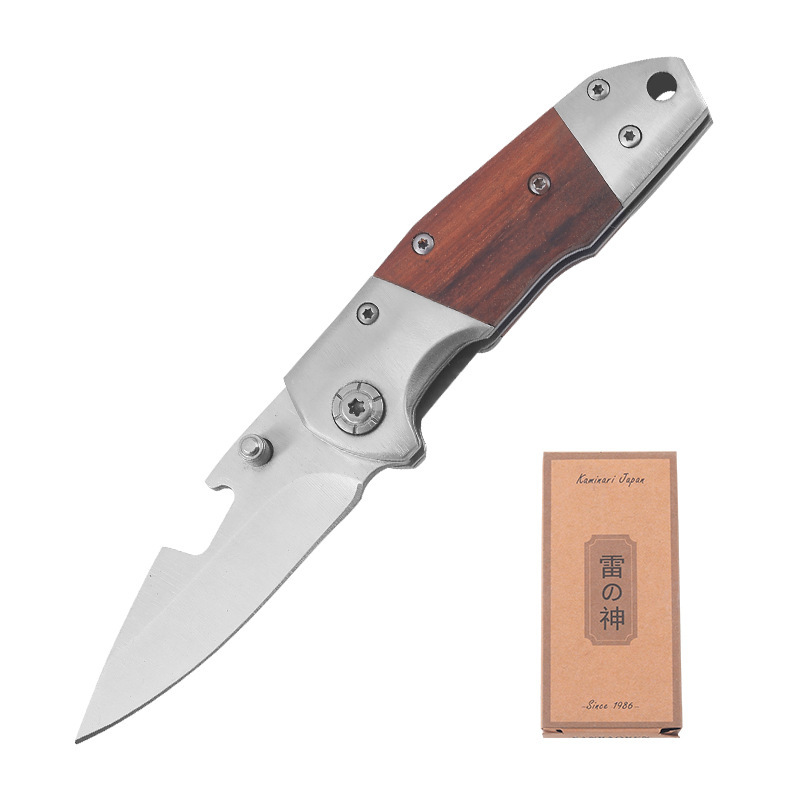 The shopkeeper recommends the outdoor high-hardness life-saving folding knife, a small self-defense knife for the wild with a redwood handle, and a sharp portable knife Item Picture