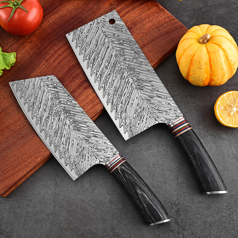 Source factory etched fishbone pattern set of kitchen knives, ladies' kitchen household meat slicing knives, super sharp knives wholesale details Picture