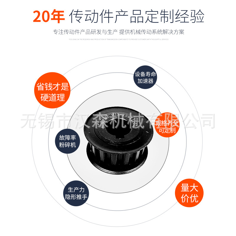 45 steel synchronous pulley pulley 10/12/14/15/16 high-precision motor transmission parts carbon steel aluminum alloy Specification drawing