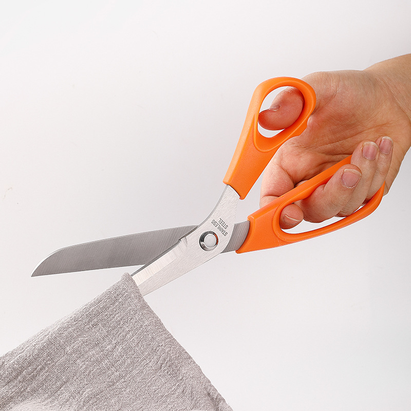 Stainless steel tailor scissors, powerful scissors for fabric cutting, paper-cutting and garment cutting, large scissors that save effort, large handle, hand sewing master's tool scissors Specification drawing