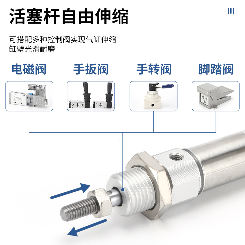 Stainless steel mini cylinder MI10/12/16/20/25-10X20X25X30*50X75X100-S-U flat tail details Picture