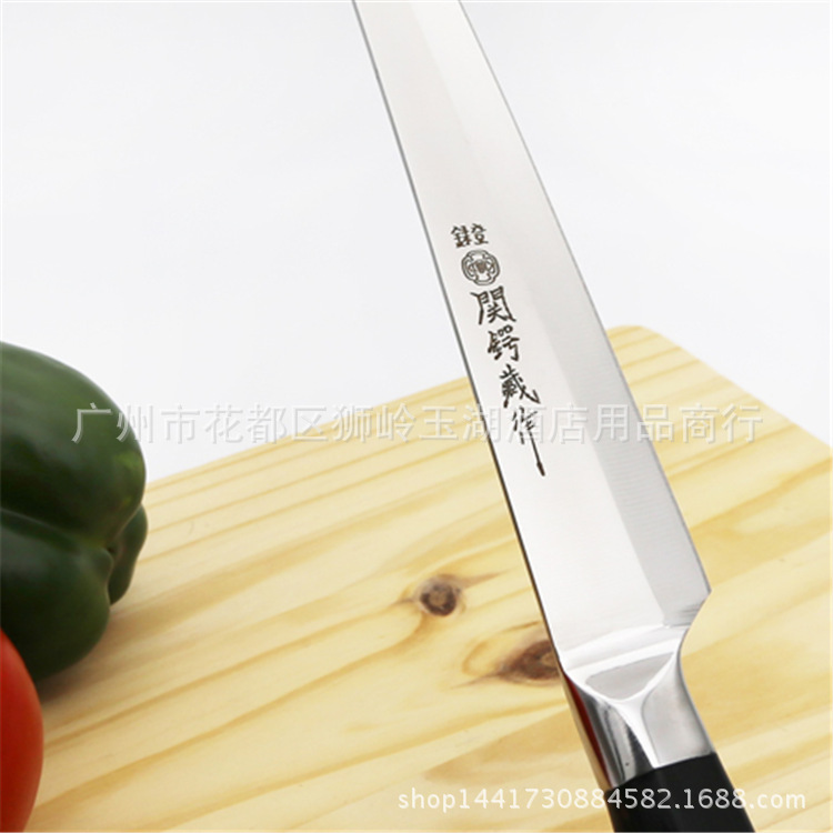 Japanese sashimi knife, Japanese cooking knife, sashimi knife, Japanese restaurant special slicing knife for salmon Specification drawing