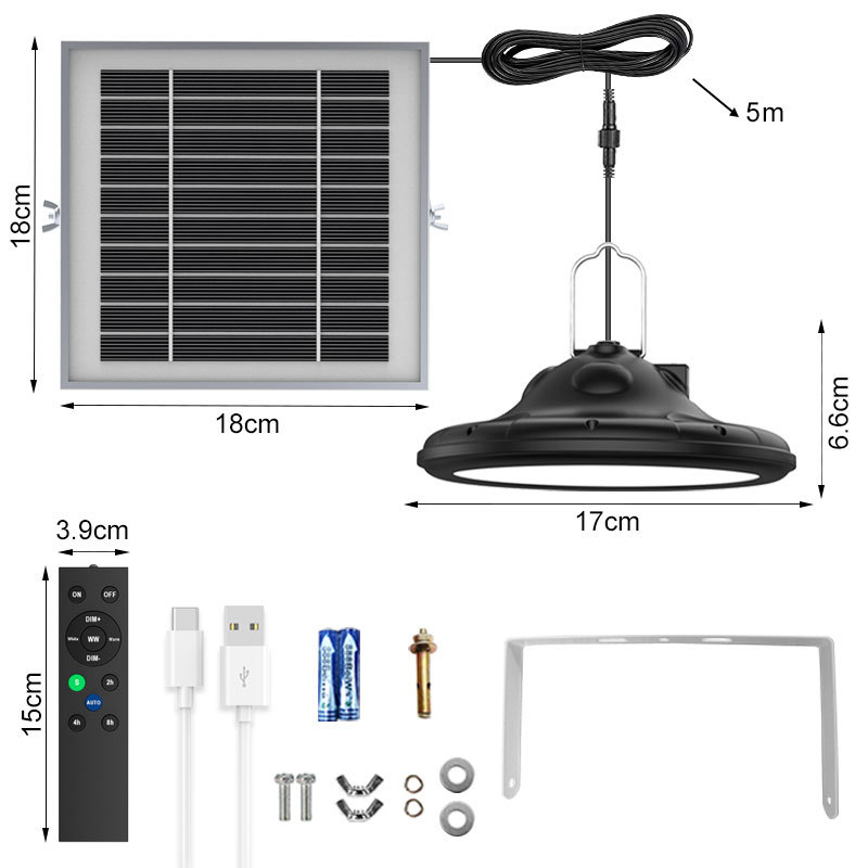 Cross-border solar chandeliers, automatic sensor lights, outdoor camping lights, garage lighting lamps, USB charging garden street lamps Item Picture