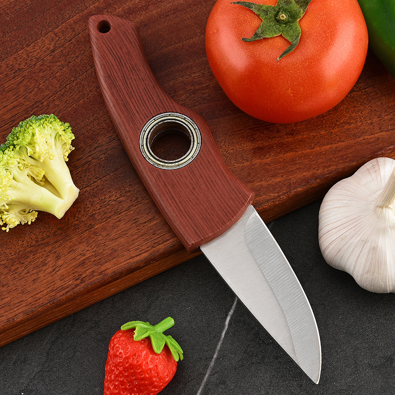 Bearing rotating knife, stainless steel mini outdoor survival knife, portable sharp picnic knife for home use, fruit express knife Application Scenario