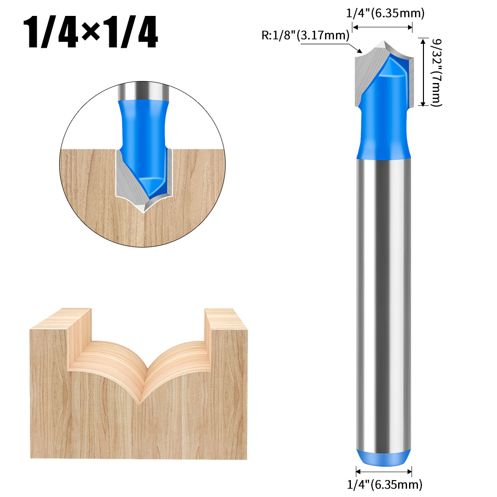 Woodworking pointed-nose engraving knife, trimming machine, line knife, chamfering knife, fillet knife, milling cutter, 1/2 handle, 1/4 handle undefined