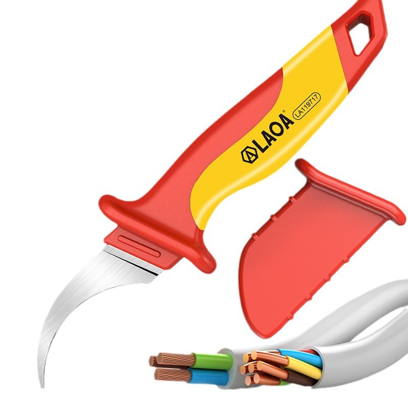 Old A insulated electrician's knife, VDE high-voltage cable stripping knife, curved edge cable stripping knife, straight edge electrician's stripping knife Item Picture