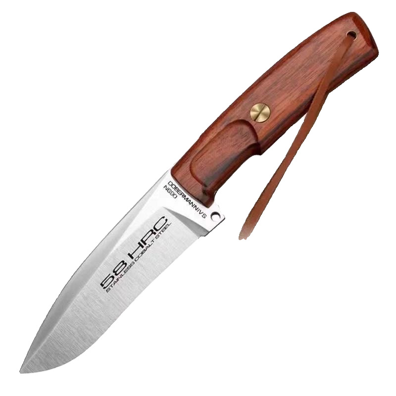 High-end Doberman outdoor knife in stock, high-hardness fruit knife, straight knife, camping, mountain climbing and firewood cutting knife, sharp knife Item Picture