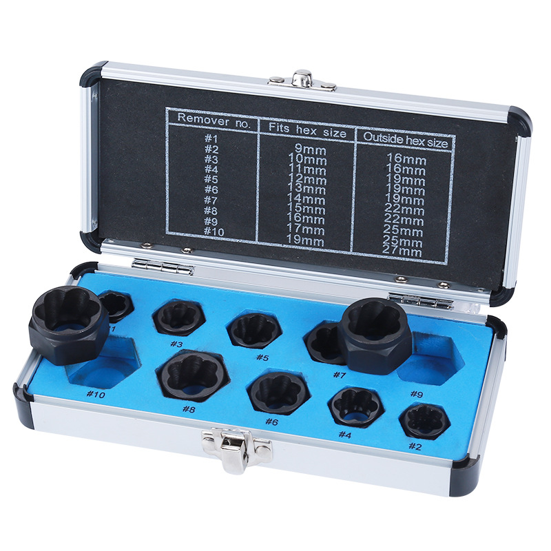 Factory direct sales of low-priced 10-piece sets of socket heads, hexagon nuts, bolts, damaged nuts, and removal tools details Picture