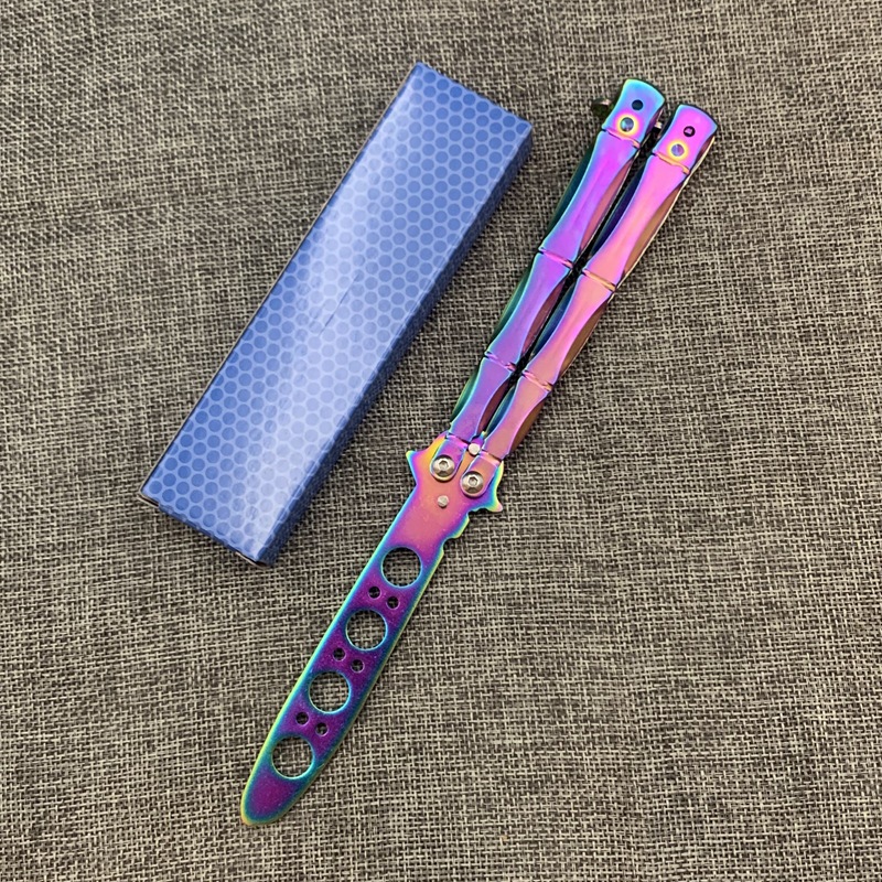 CSGO Butterfly Cool Knife, Colorful Folding swing Practice knife, uncut Training knife, Fancy toy, Bamboo joint style undefined