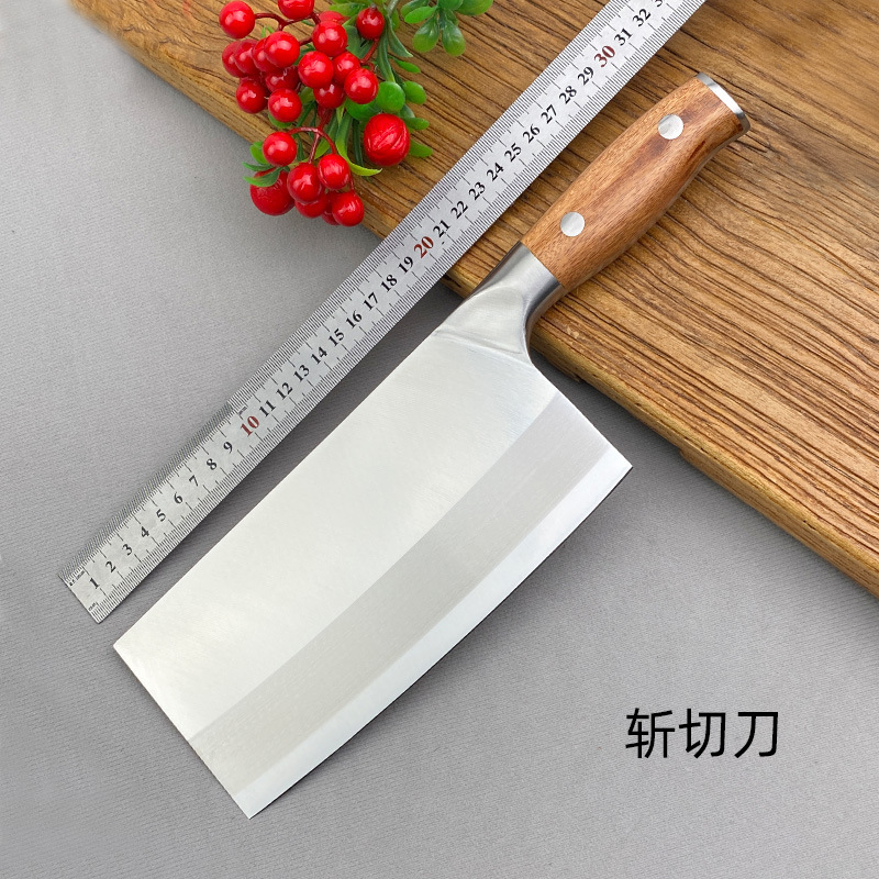 A complete set of Yangjiang kitchen knives with solid wood handles, specifically designed for household and commercial use by chefs details Picture