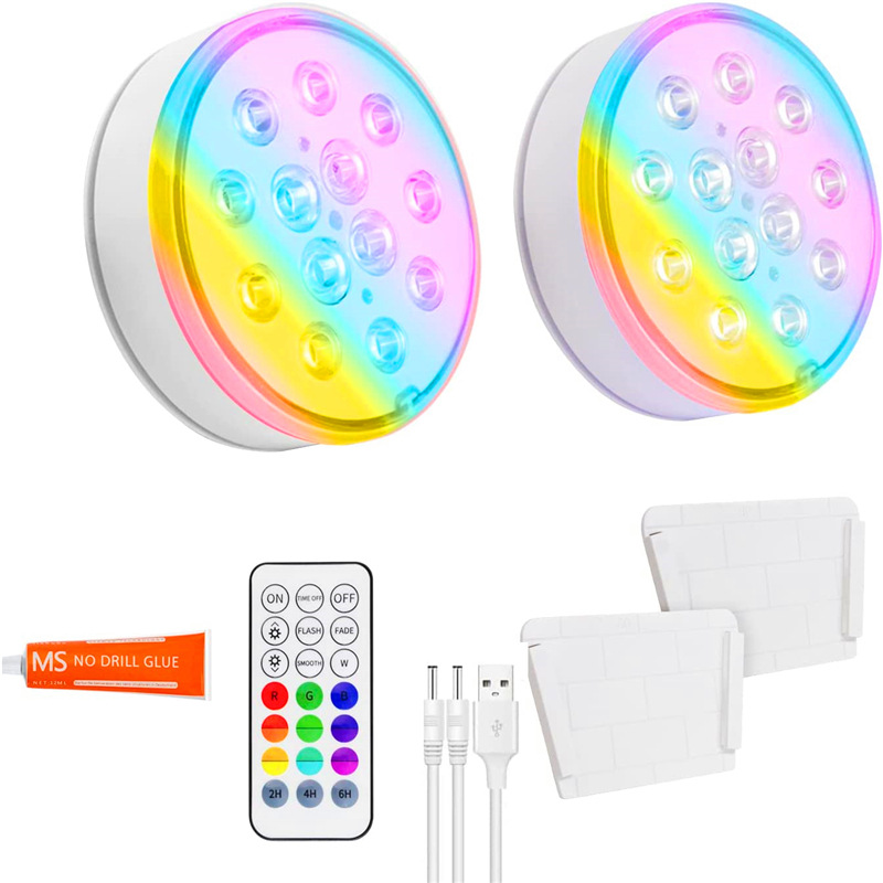 New usb charging waterproof LED 13-light rgb seven-color color-changing RF remote control diving light timed swimming pool underwater light details Picture