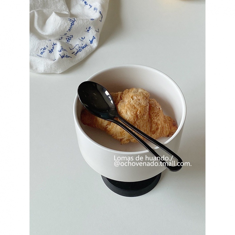 ins style stainless steel knife, fork and spoon Western tableware, metal style, black personality, rice spoon, steak knife, fruit fork, creative Specification drawing