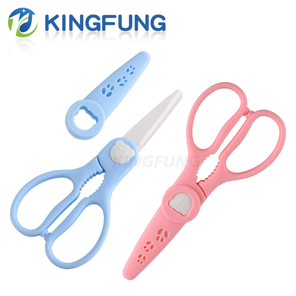 Ready-made ceramic baby food scissors with storage box, baby food scissors for takeout, portable kitchen vegetable and meat scissors full figure