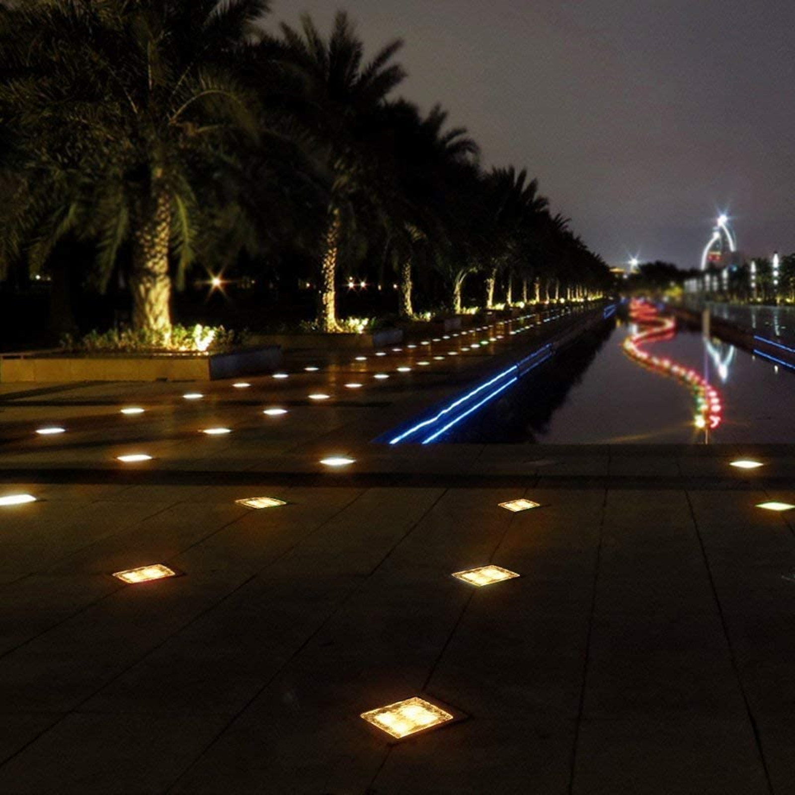 Solar-powered outdoor garden lights, terrace lawn lights, decorative atmosphere lights, waterproof ice brick lights, garden landscape floor tile lights Application Scenario